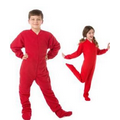 Kids Polyester Micro Polar Fleece Footed Pajamas (Red)